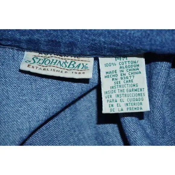 Vintage St. John's Bay Denim Romper – Size 14 M – 100% Cotton Button-Up Playsuit - Picture 9 of 11